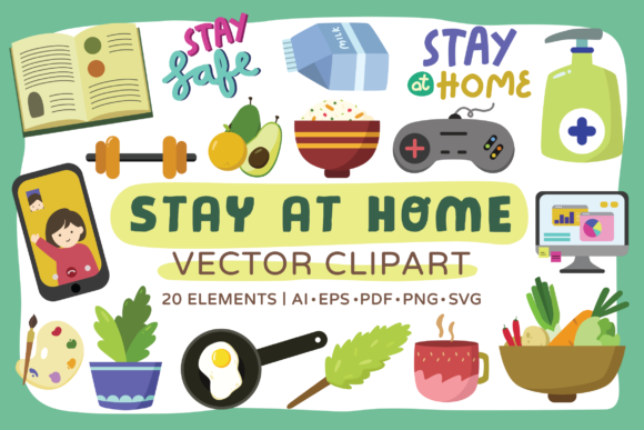 Stay at Home Vector Clipart Pack: A Versatile and Adorable Addition to Your Creative Toolkit